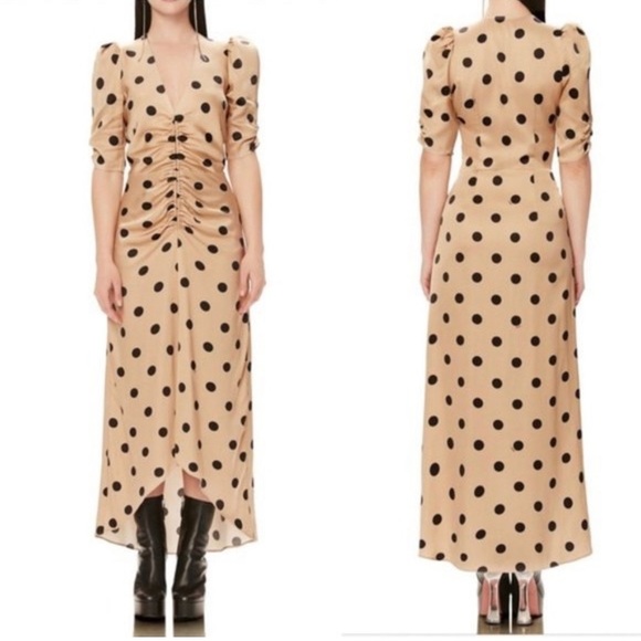 AFRM || suki ruched polka dot midi dress - Picture 4 of 9
